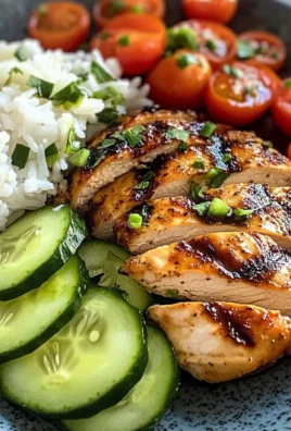 Grilled Chicken with Rice and Fresh Tomato-Cucumber Salad