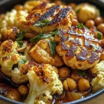 Honey Curry Roasted Cauliflower with Grilled Halloumi and Crunchy Chickpeas