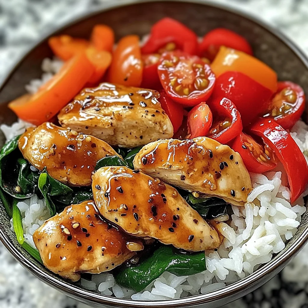 Honey Pepper Chicken Rice Bowl with Fresh Veggies