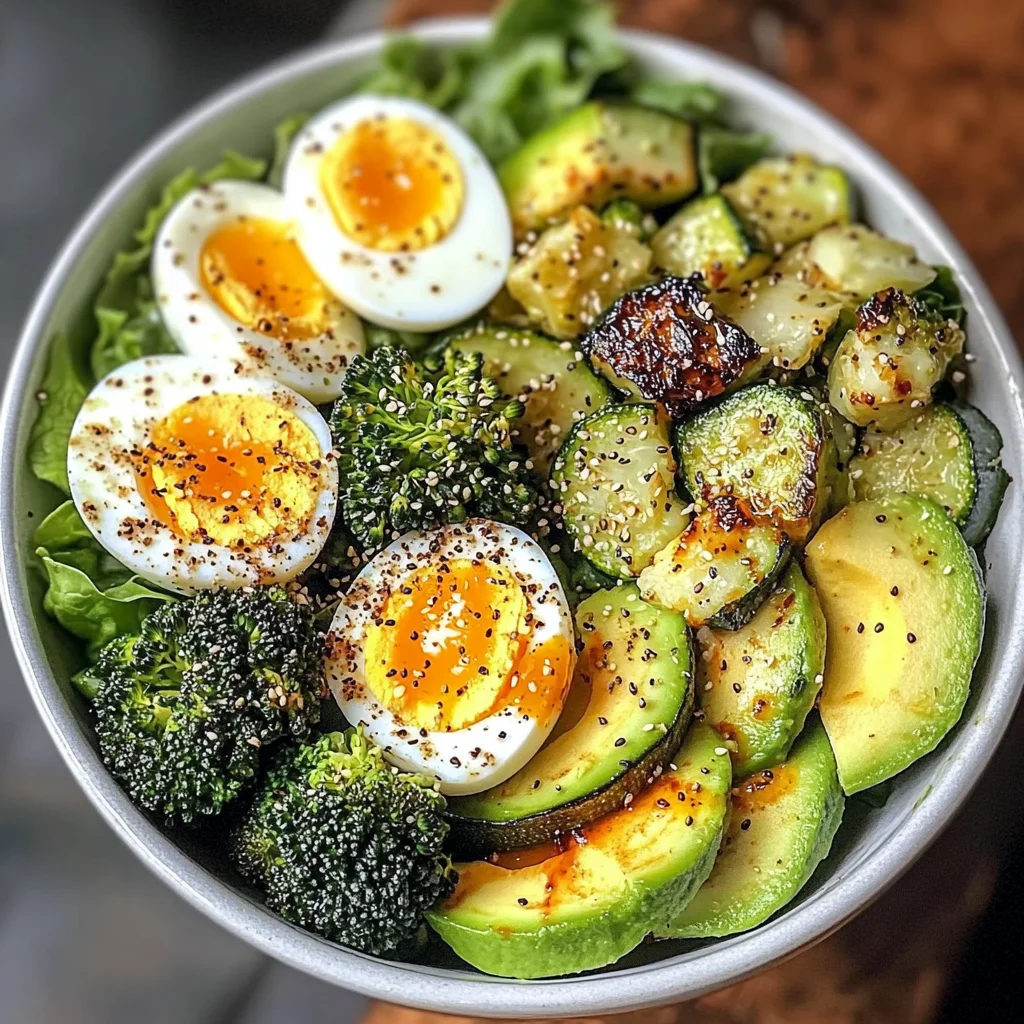Jammy Egg Power Bowl with Roasted Veggies & Avocado