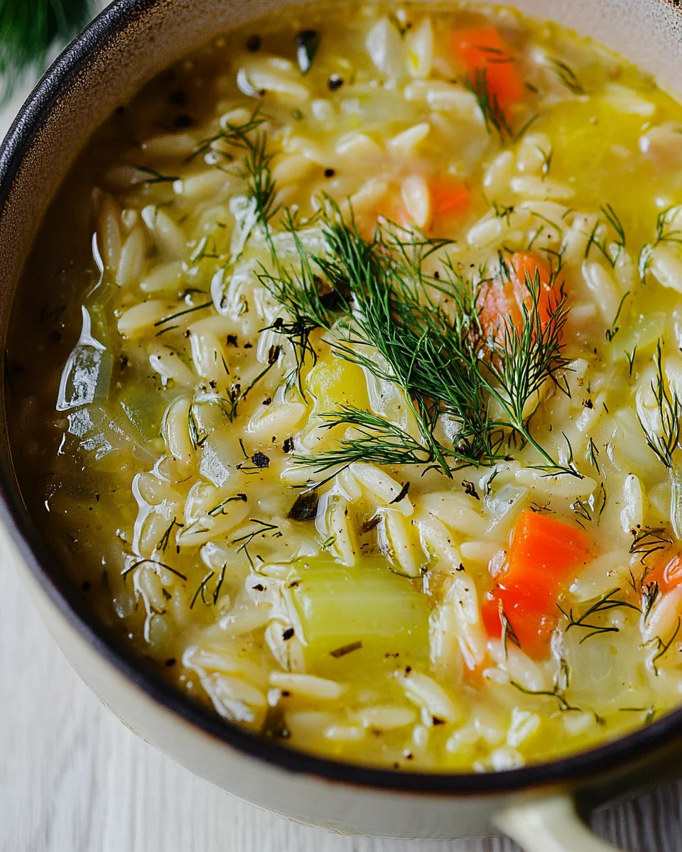 Orzo Leek and Dill Soup