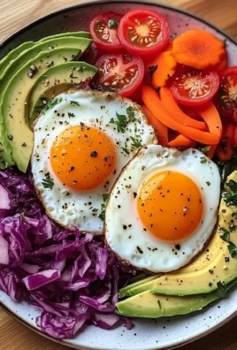 Rainbow Veggie and Sauerkraut Plate with Sunny Eggs