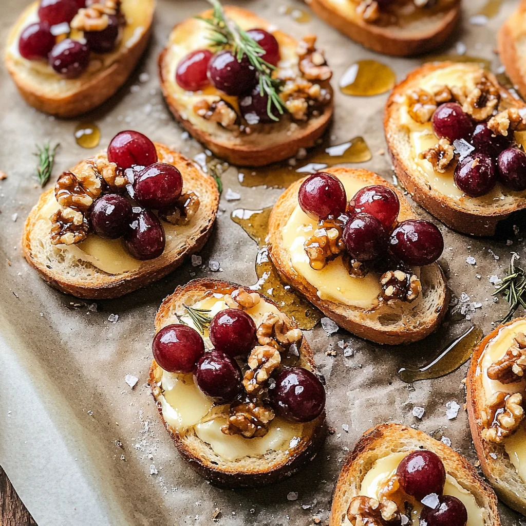 Roasted Grape & Brie Crostini with Honey + Sea Salt