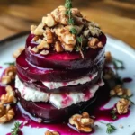 Rustic Beet and Goat Cheese Stacks with Walnut Thyme Vinaigrette