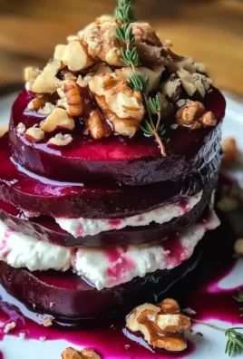 Rustic Beet and Goat Cheese Stacks with Walnut Thyme Vinaigrette