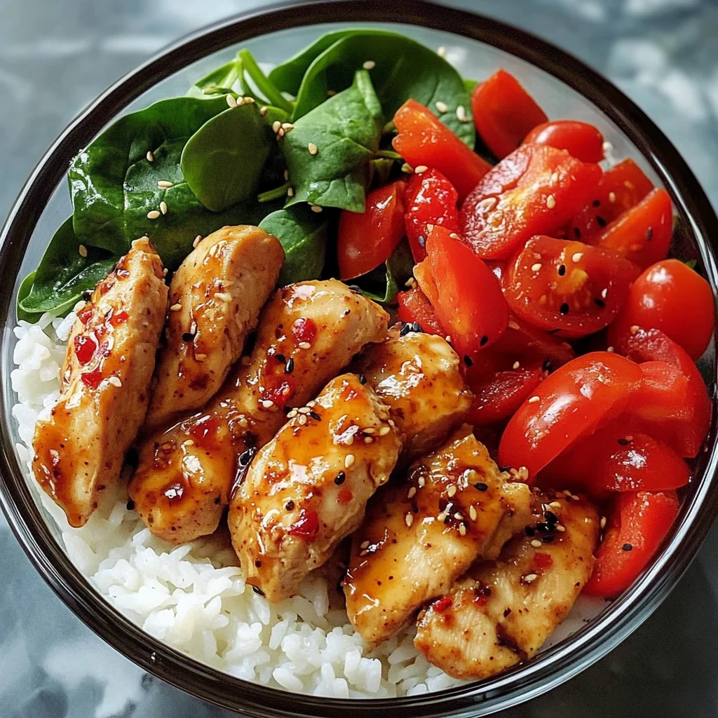 Spicy Honey Garlic Chicken Meal Prep Bowl