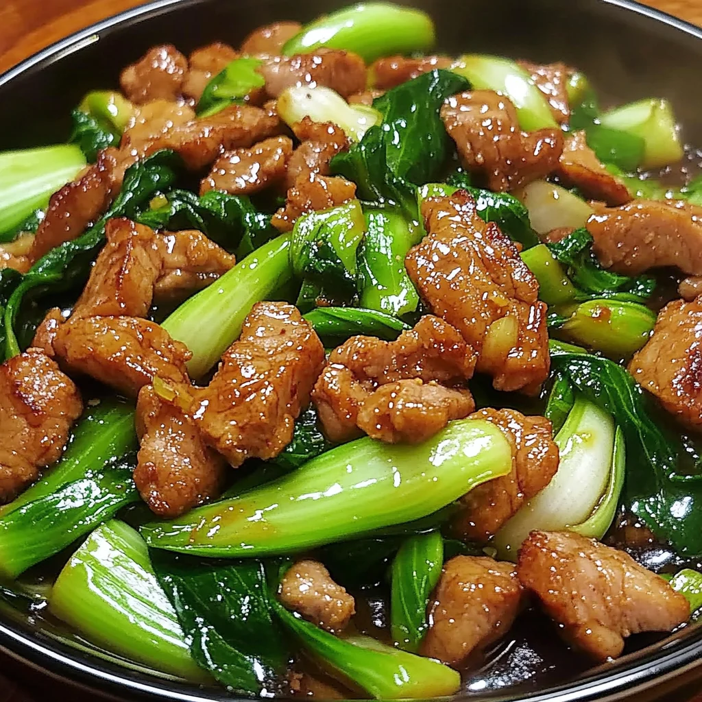 Stir-Fried Pork with Bok Choy in Garlic-Ginger Sauce