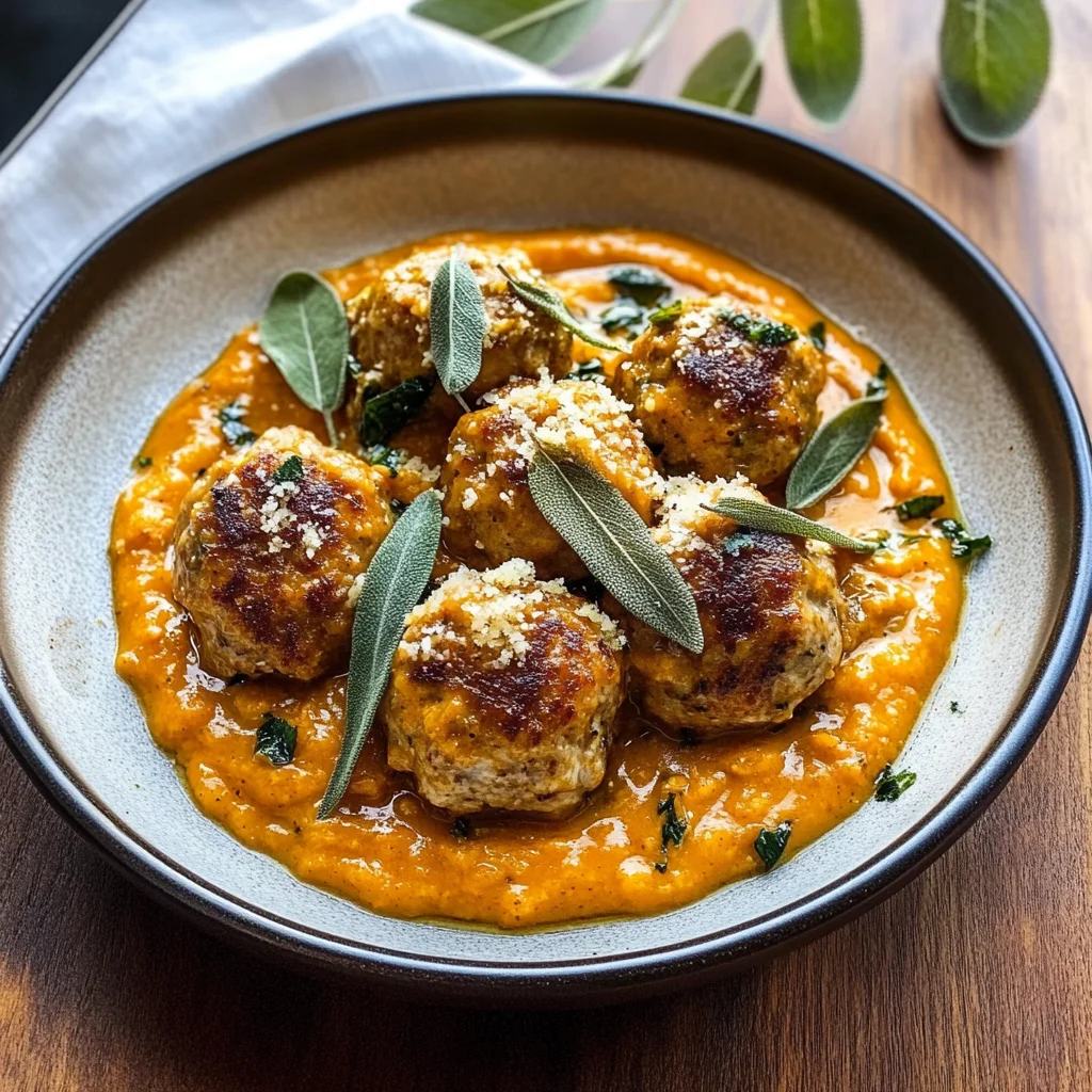 Turkey Meatballs in Pumpkin Sage Sauce