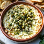 Baked Feta and Artichoke Dip with Olive Gremolata