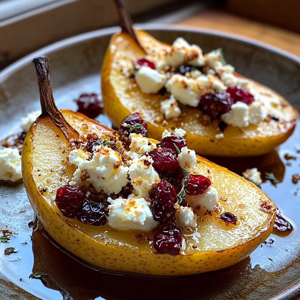 Baked Pears Feta Honey Cranberries