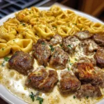 Cheesy Cajun Beef Tortellini in Creamy Garlic Alfredo