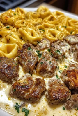 Cheesy Cajun Beef Tortellini in Creamy Garlic Alfredo