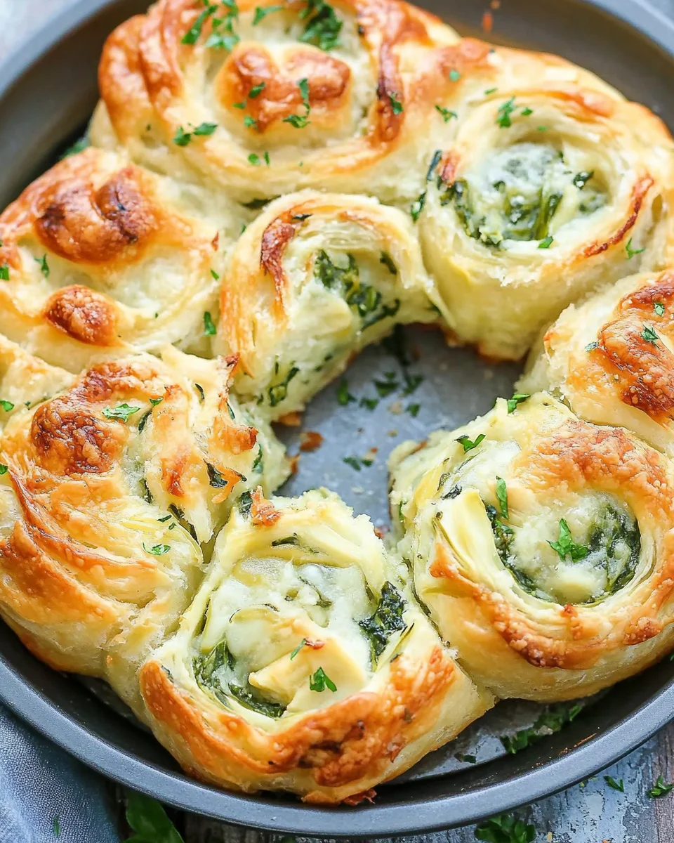 Cheesy Spinach and Artichoke Pinwheels