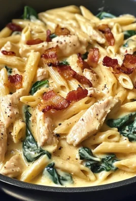 Creamy Chicken Bacon Penne with Spinach
