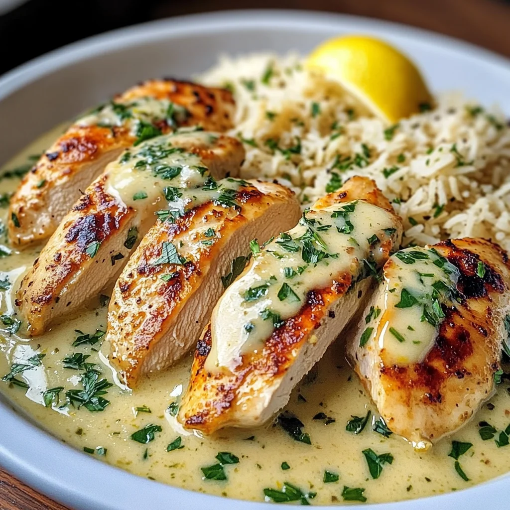 Creamy Lemon Garlic Chicken with Herb Rice