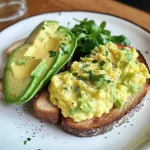 Creamy Scrambled Eggs with Avocado Toast & Iced Matcha Latte