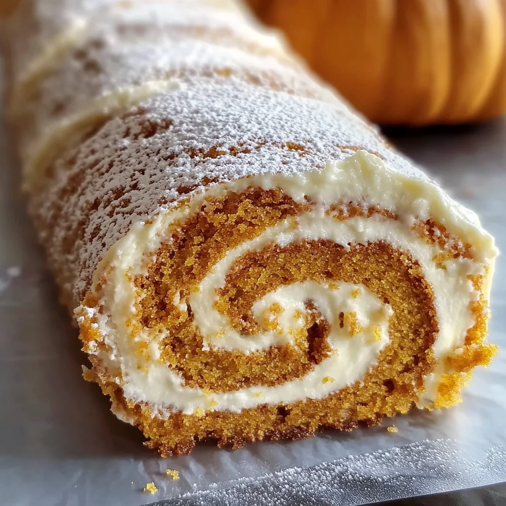 Fall Pumpkin Spice Roll Cake - theamazingfood