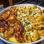 Garlic Cajun Chicken Shells in Velveeta Cream Sauce