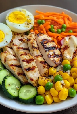 Grilled Chicken Protein Bowl with Eggs, Veggies & Creamy Dressing