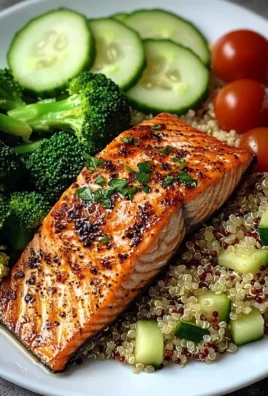 Grilled Salmon Power Plate with Quinoa & Steamed Veggies
