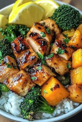 Honey Garlic Chicken Bowl with Rice, Broccoli & Roasted Butternut Squash