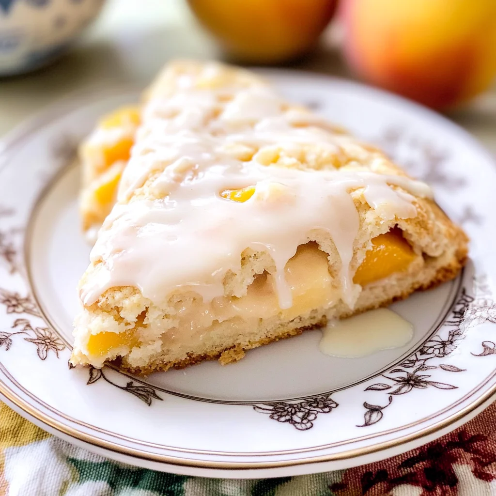 Peach Pie Scones with a Vanilla Glaze