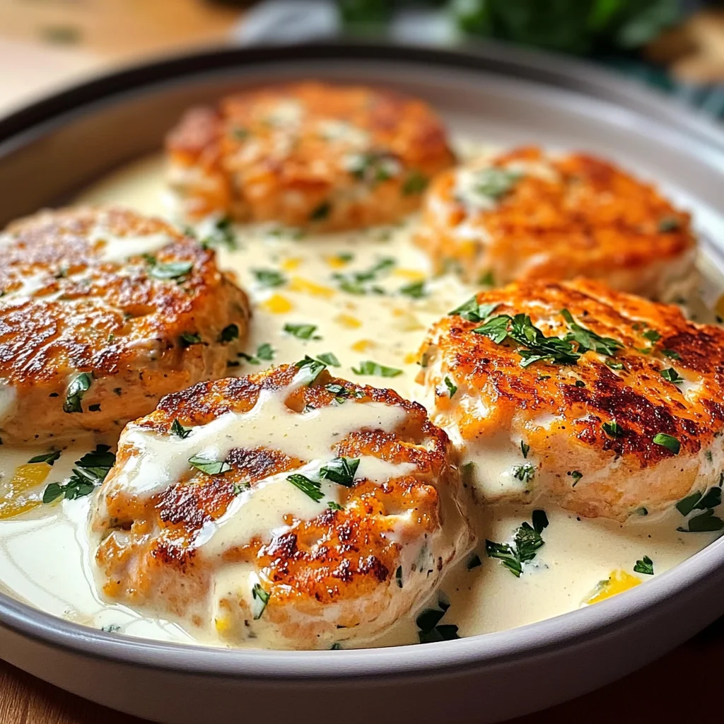 Salmon Patties with Creamy Lemon-Garlic Sauce