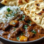 Slow-Cooked Beef Curry with Buttery Garlic Naan