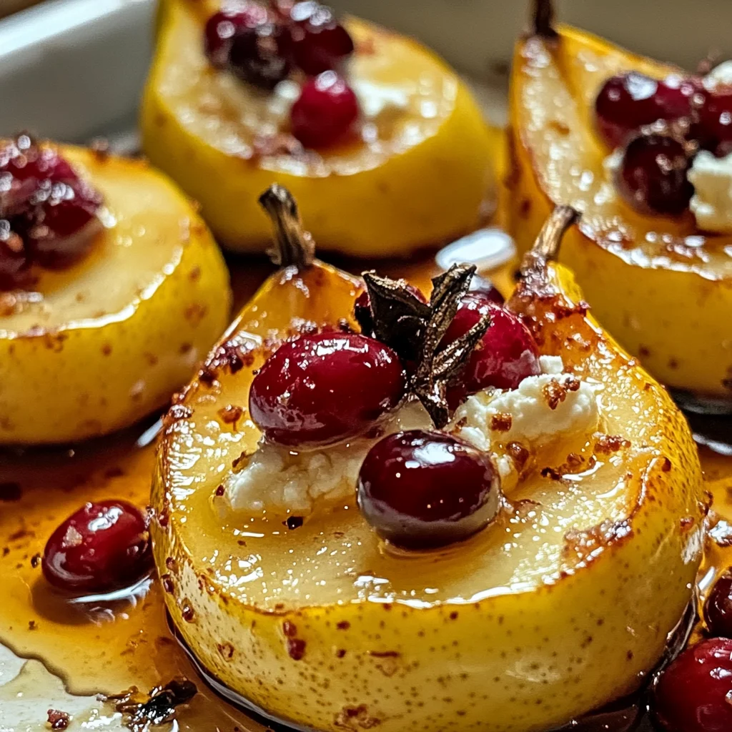 Baked Pears with Goat Cheese, Honey, and Cranberries