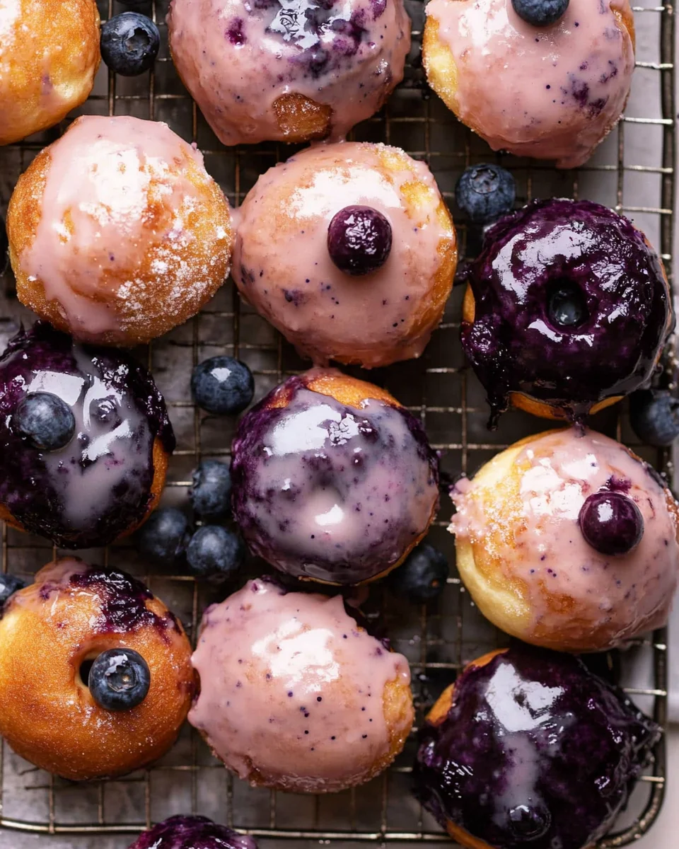 Blueberry Cake Donuts with Blueberry Glaze