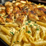 Cheesy Chicken Penne in Garlic Butter Parmesan Sauce