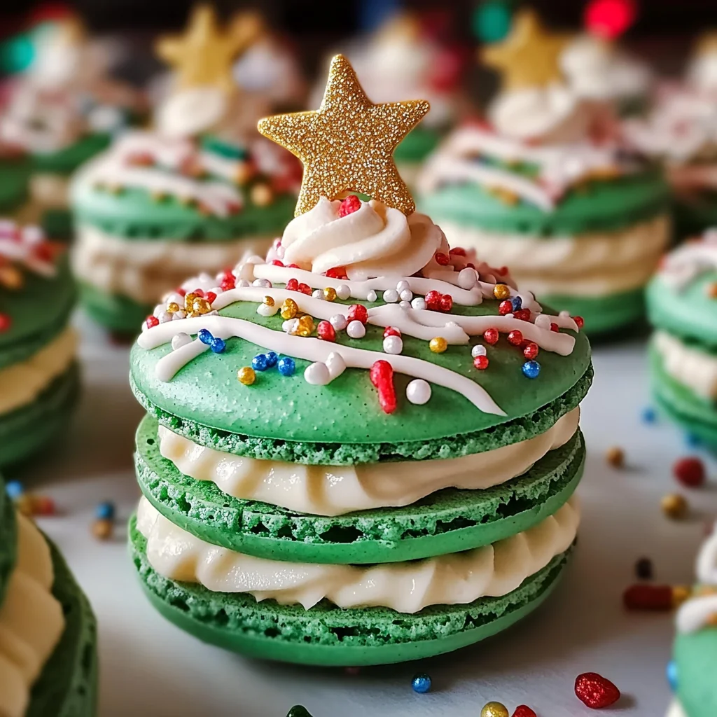 Christmas Tree Cake Macarons