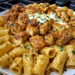 Creamy Cajun Garlic Butter Chicken Rigatoni with Mozzarella & Parmesan