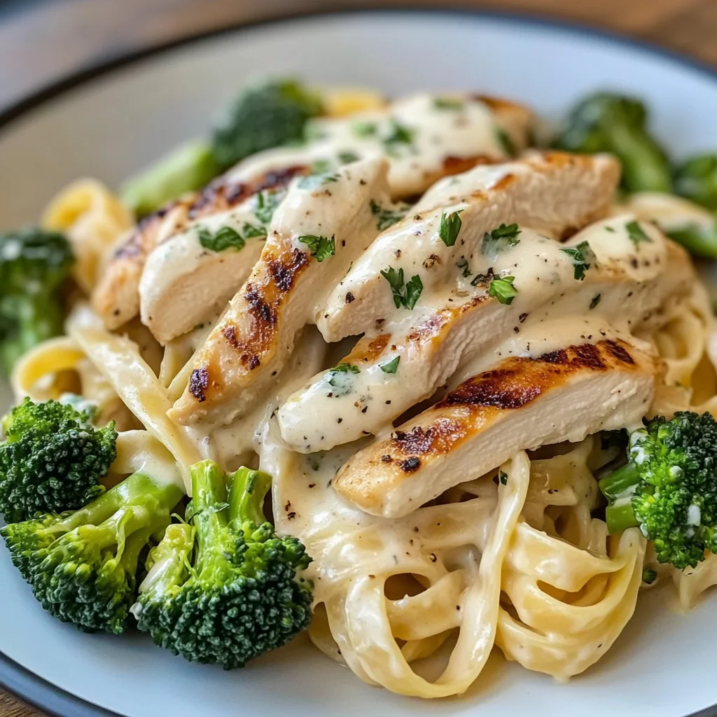 Creamy Chicken Alfredo Fettuccine with Broccoli