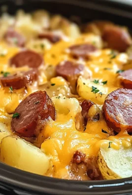 Crockpot Cheesy Potatoes and Kielbasa