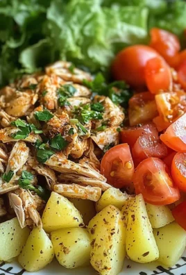 Herbed Potatoes with Shredded Chicken & Fresh Salad