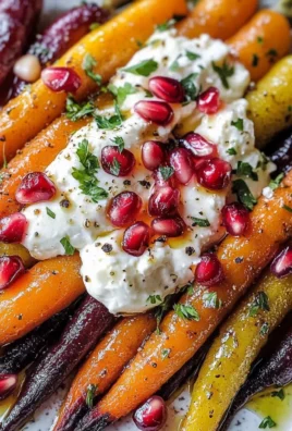 Honey Roasted Rainbow Carrots with Burrata and Pomegranate