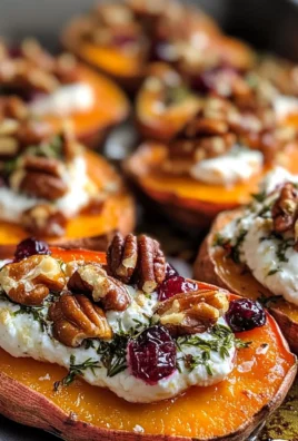 Roasted Sweet Potato Rounds with Herbed Ricotta, Walnuts, and Cranberries