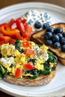 Veggie Egg Scramble with Cottage Cheese & Blueberry Toast
