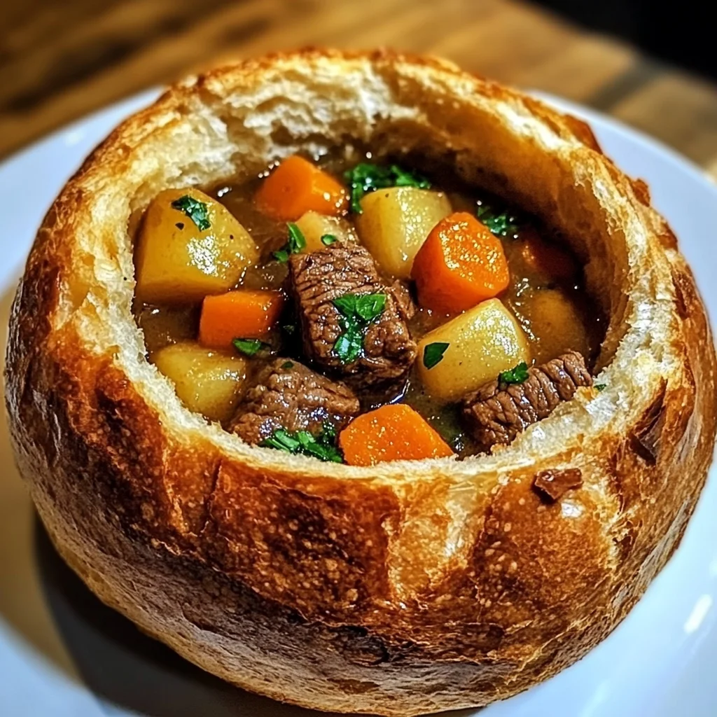 Beef Stew in Bread Bowls