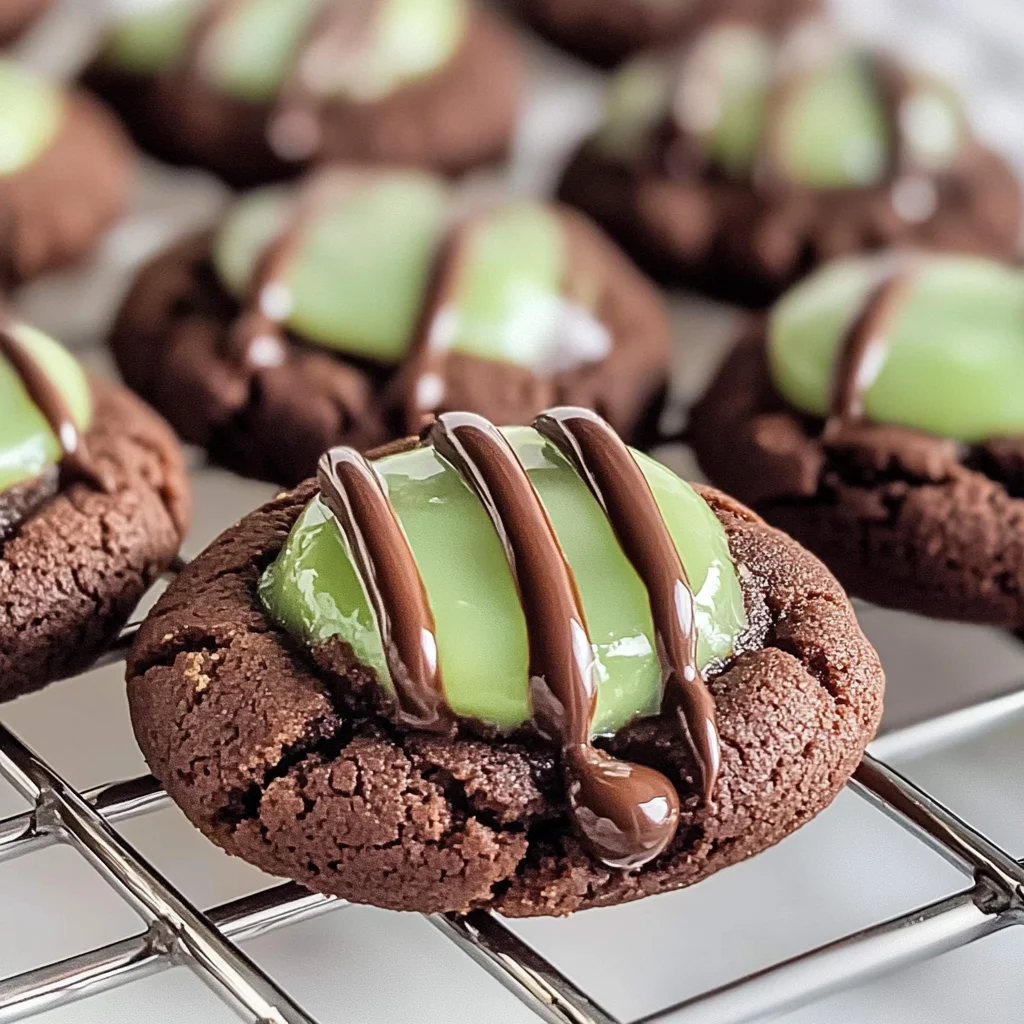 Chocolate Mint Thumbprint Cookies
