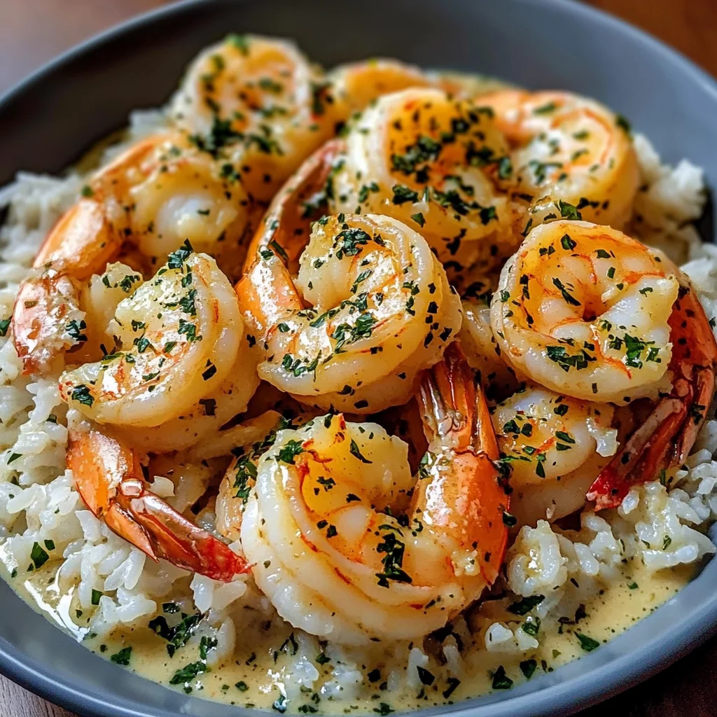 Creamy Garlic Shrimp with Rice
