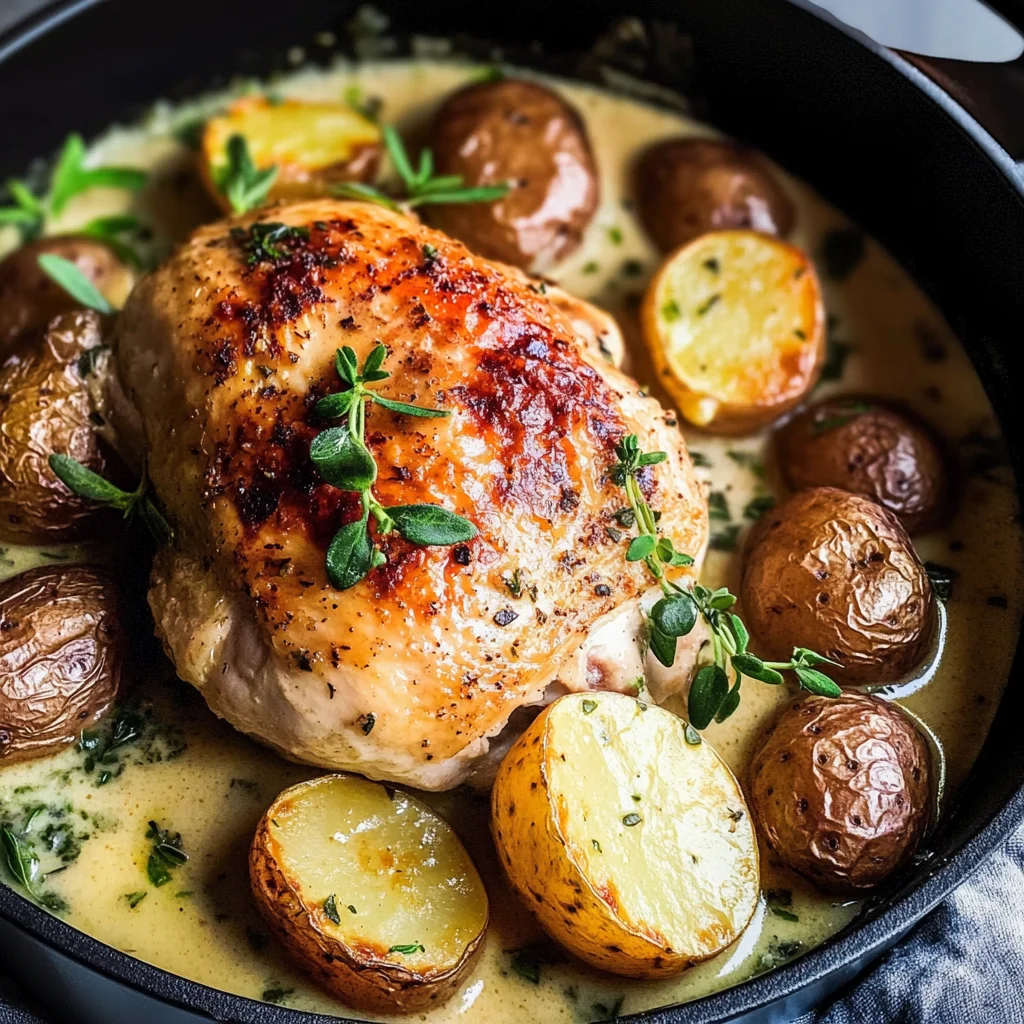 Creamy Lemon and Herb Pot Roasted Chicken