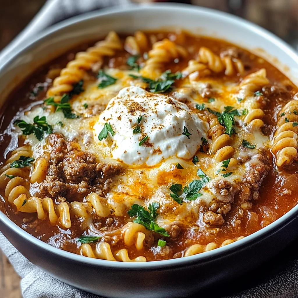 Easy Lasagna Soup Recipe: Cheesy Beef & Tomato Pasta