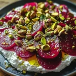 Feta battue, betteraves, pistaches