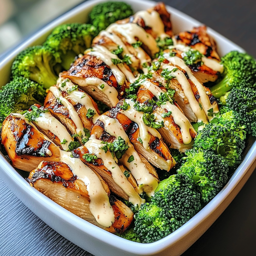 Grilled Chicken & Broccoli Bowls With Creamy Garlic Sauce Delight Your Taste Buds!