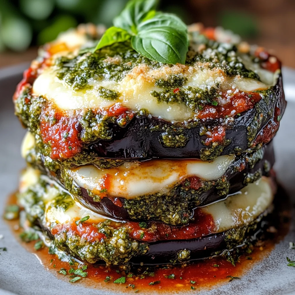 Italian Pesto Parmesan Eggplant Stacks: A Flavorful Recipe!