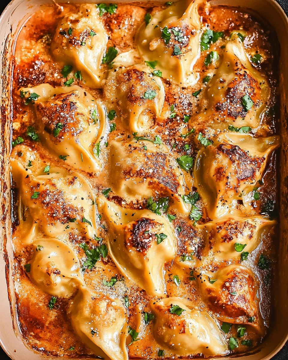 One Pan Baked Dumplings