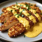 Crispy Pretzel Crusted Chicken with Cheddar Mustard Sauce Recipe