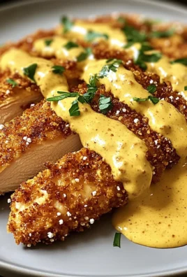 Crispy Pretzel Crusted Chicken with Cheddar Mustard Sauce Recipe